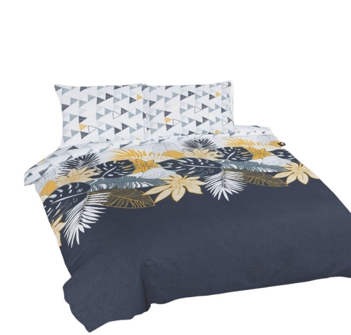 Pościel Bawełniana 160x200 UNIVERSAL Kwiaty na granacie