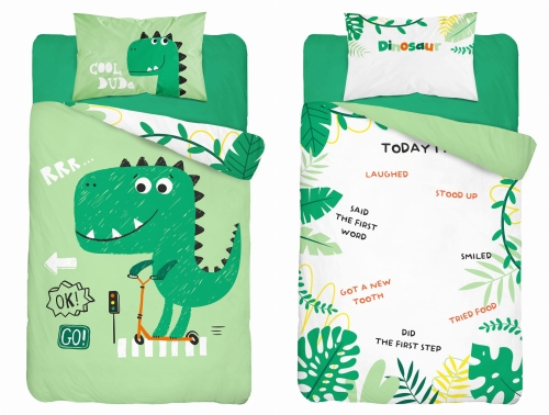 Pościel do łóżeczka bambusowa Dino T-rex 90x120 DETEXPOL   