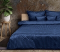 Posciel z Adamaszku 160x200 paski 1 cm Granatowa