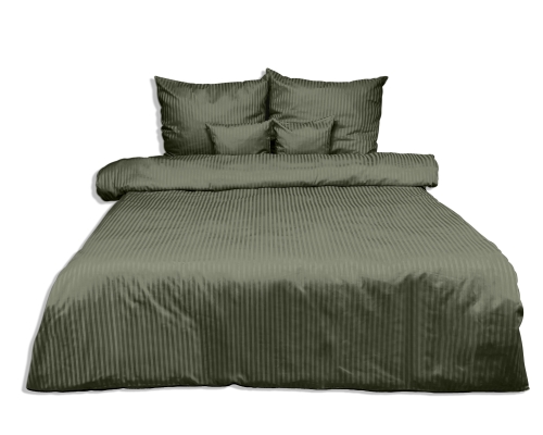 Posciel z Adamaszku 160x200 paski 1 cm Zielona