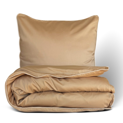 Pościel satynowa 140x200 jednobarwna GOLD LINE Beżowa