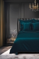 Pościel satynowa 140x200 jednobarwna GOLD LINE Turkusowa Morska