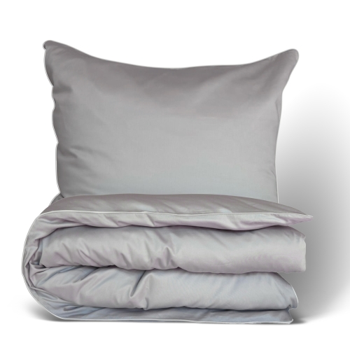 Pościel satynowa 140x200 jednobarwna GOLD LINE Szara