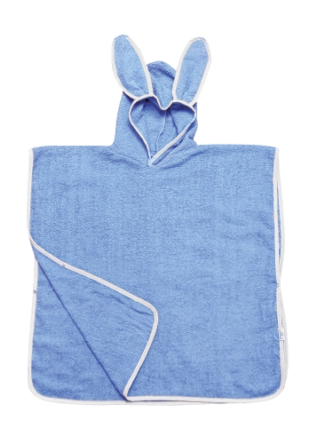 Kąpielowe okrycie niemowlęce 70x140 PONCHO JUNIOR Niebieskie