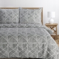 Pościel Satynowa 140x200 Geometryczna Szara Popiel