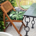 Poduszka siedzisko na taras 40x40x5 GARDEN 02 zielona w liście wodoodporna z troczkami  