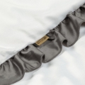 Pościel Satynowa 220x200 Eliza Biała z popielatą falbanką