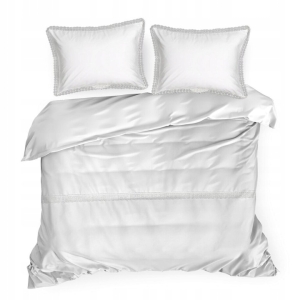 Pościel Bawełniana 220 x 200 3cz Retro z ozdobną koronką biała 