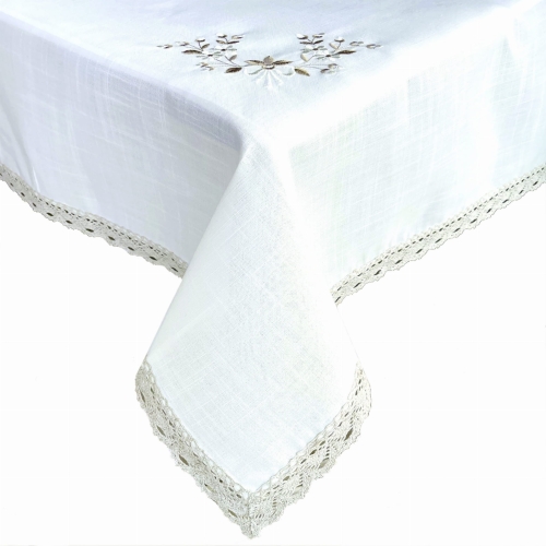  Beżowy bieżnik z haftem  140x240 Elegancki jak Len    