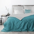 Pościel Satyna bawełniana 220 x 200 dwustronna 3cz. Nova colour srebrna + turkus 