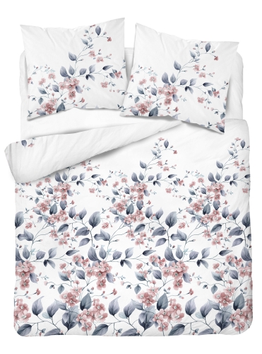 Pościel Flanelowa 220x200 Kwiaty różowe na jasnym tle  