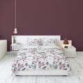 Pościel Flanelowa 220x200 Kwiaty różowe na jasnym tle  