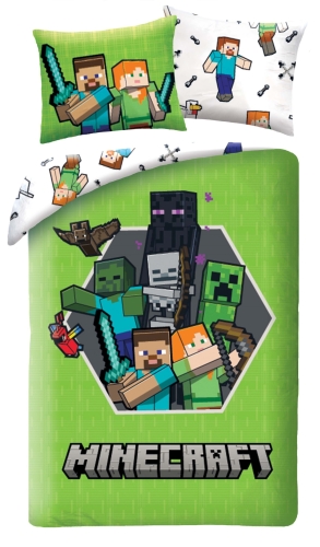 Pościel Młodzieżowa 140X200 MINECRAFT Steve Creeper Mikrofibra    
