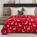 Narzuta Świąteczna 170x210 Renifery Gwiazdki Czerwona Merry CHristmas 