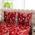 Pościel Świąteczna 160x200 Choinki Gwiazdki Czerwona Pluszowa  