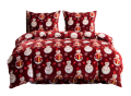 Pościel Świąteczna 160x200 Bałwanki Czerwone Pluszowa 