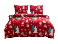 Pościel Świąteczna 220x200 Gwiazdorki Choinki Czerwone Pluszowa  