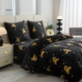 Pościel Świąteczna 220x200 Renifery Złote Zimowa Ciepła Pluszowa Czarna