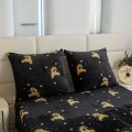 Pościel Świąteczna 220x200 Renifery Złote Zimowa Ciepła Pluszowa Czarna