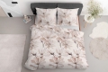 Pościel Satynowa 160x200 Kwiaty Jasna Beżowa