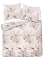 Pościel Satynowa 160x200 Kwiaty Jasna Beżowa