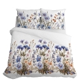 Pościel Satynowa 160x200 Kwietna Łąka w niebieskich kwiatach