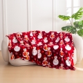 Koc 160x200 Świąteczny Dekoracyjny Bałwanki Świąteczne Czerwony 