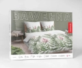 Pościel Bawełna 140x200 Kwiaty Liście Zielona