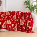 Koc 160x200 Świąteczny Dekoracyjny Śnieżynki Świąteczne Choinka Czerwony   