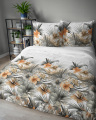 Pościel Satynowa 140x200 Kwiaty Rudo Popielate