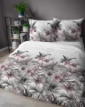 Pościel Satynowa 140x200 Kwiaty Różowo Popielate