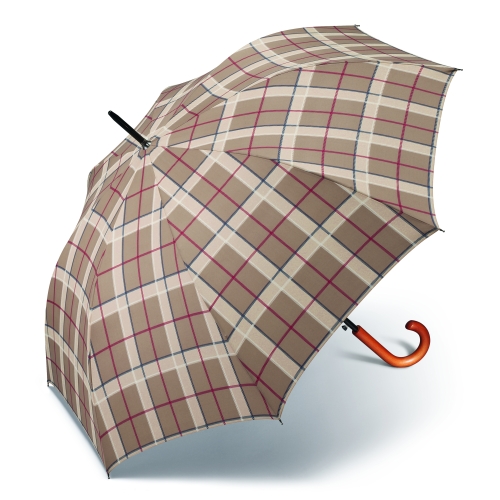 Parasol Happy Rain Długi Long Kratka Beżowa