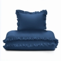 Komplet Niemowlęcy Pościel z falbanką 100x135 Bawełniana 2 cżęściowa Granatowa Denim + Kołderka 100x135