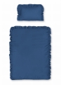 Komplet Niemowlęcy Pościel z falbanką 100x135 Bawełniana 2 cżęściowa Granatowa Denim + Kołderka 100x135