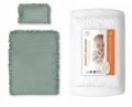 Komplet Niemowlęcy Pościel z falbanką 100x135 Bawełniana 2 cżęściowa Zielona Miętowa + Kołderka 100x135