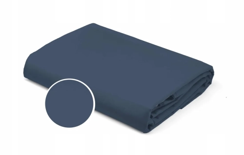 Prześcieradło Satynowe z gumką 120x200 Niebieskie Denim Blue