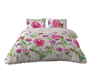  Pościel Satyna Bawełniana PRESTIGE 160x200 Różowa Łąka