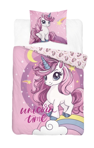 Pościel młodzieżowa 160x200 Jednorożec Unicorn Różowy