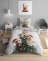 Pościel Świąteczna 160x200 Kotki Świąteczne MERRY CHRISTMAS   