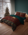 Pościel Świąteczna 160x200  Renifer Świąteczny Holland Kratka MERRY CHRISTMAS  