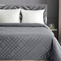 Narzuta dekoracyjna 200x220 Stalowa welwetowa geometryczne pikowanie   