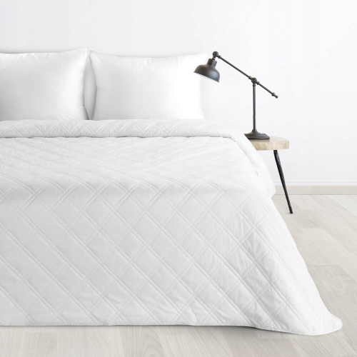 Narzuta dekoracyjna 200x220 Biała welwetowa geometryczne pikowanie   