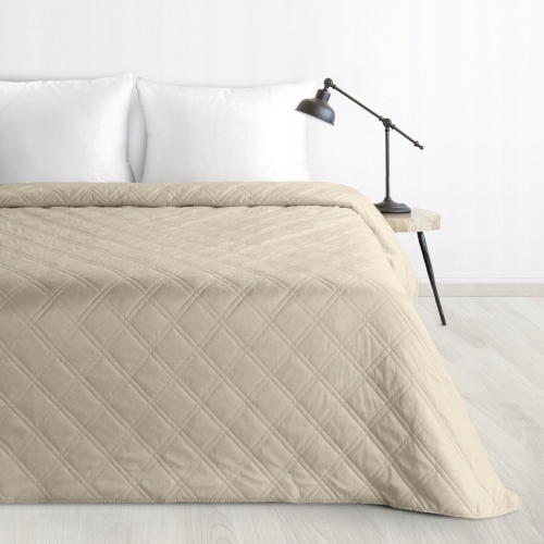 Narzuta dekoracyjna 220x240 Beżowa welwetowa geometryczne pikowanie    