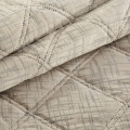 Narzuta dekoracyjna 200x220 Kremowa welwetowa geometryczne pikowanie z błyszczącym nadrukiem