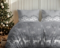 Pościel Świąteczna Satynowa 220x200 Renifery Gwiazdki Popielata