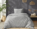 Pościel Satynowa 140x200 Gładka w Pasy Premium j.szary 
