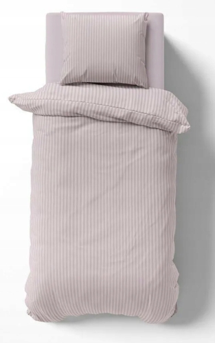 Pościel Satynowa 140x200 Gładka w Pasy Premium pudrowy róż