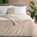 0Koc narzuta KATE 150x200 Beżowy futrzany puszysty z efektem 3D