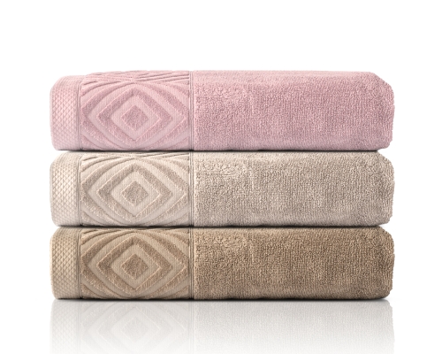 Zestaw 3szt ręczników 70x140 Paula 3szt. Różowy - Perłowy - Taupe 550g 100% bawełna  