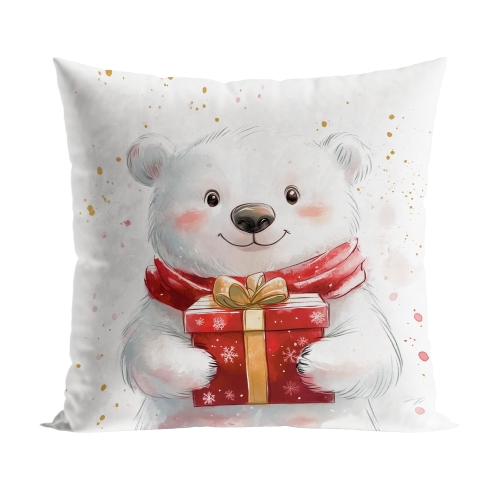 Poszewka Świąteczna Welurowa 40x40 Misiek Bajkowe Święta 